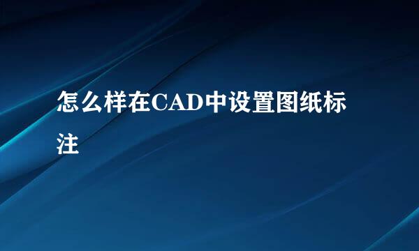 怎么样在CAD中设置图纸标注