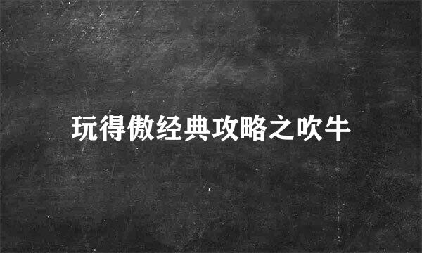 玩得傲经典攻略之吹牛
