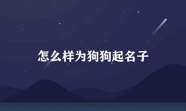 怎么样为狗狗起名子