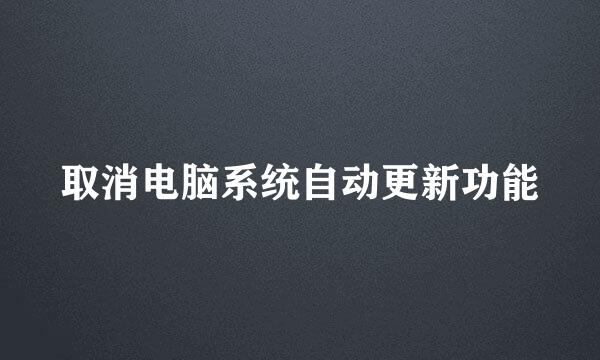 取消电脑系统自动更新功能