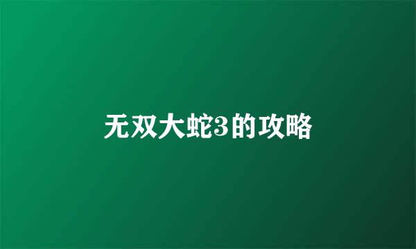 无双大蛇3的攻略