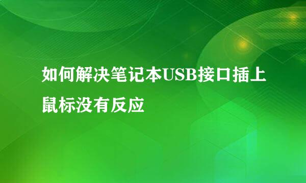 如何解决笔记本USB接口插上鼠标没有反应