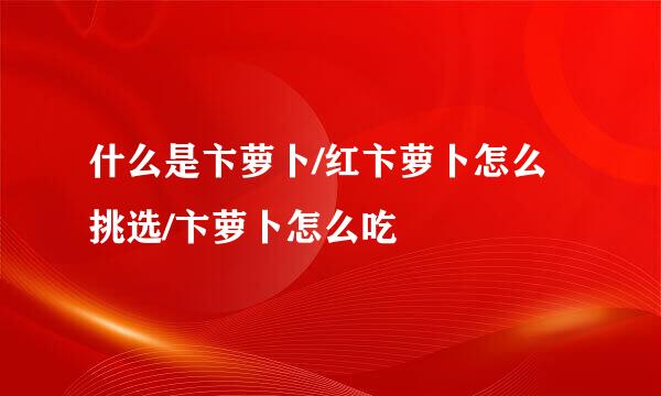 什么是卞萝卜/红卞萝卜怎么挑选/卞萝卜怎么吃
