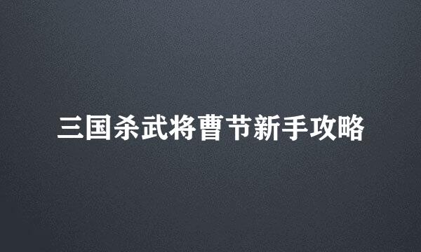 三国杀武将曹节新手攻略