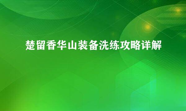 楚留香华山装备洗练攻略详解