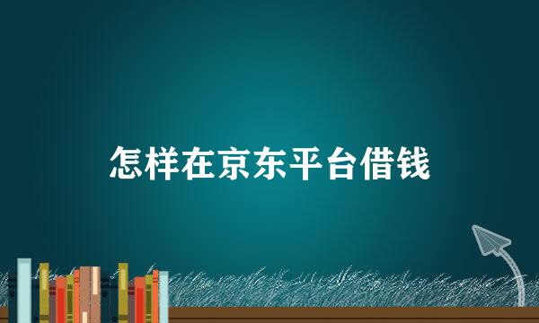 怎样在京东平台借钱