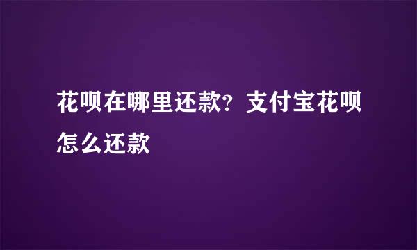 花呗在哪里还款?支付宝花呗怎么还款