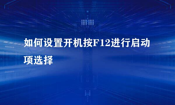 如何设置开机按F12进行启动项选择