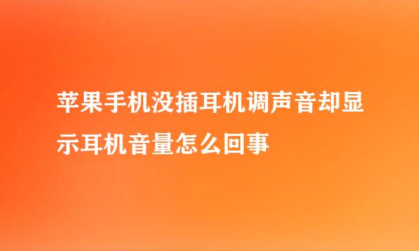 苹果手机没插耳机调声音却显示耳机音量怎么回事