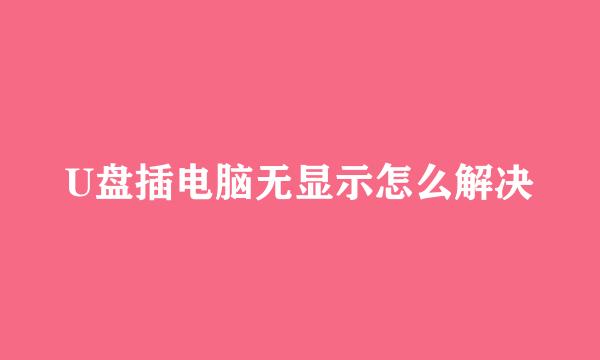 U盘插电脑无显示怎么解决