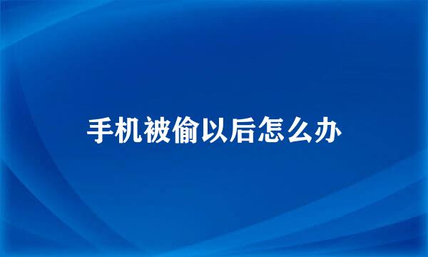 手机被偷以后怎么办