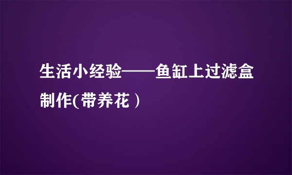 生活小经验——鱼缸上过滤盒制作(带养花)