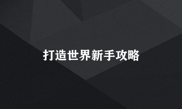 打造世界新手攻略