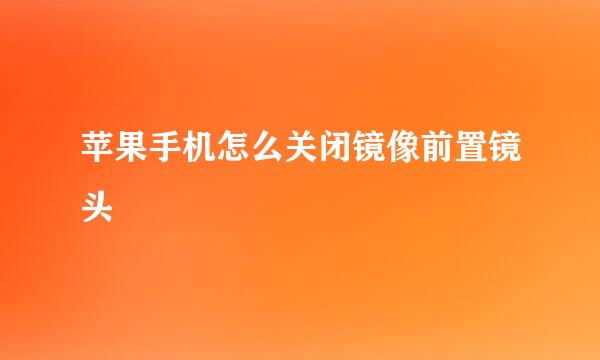苹果手机怎么关闭镜像前置镜头
