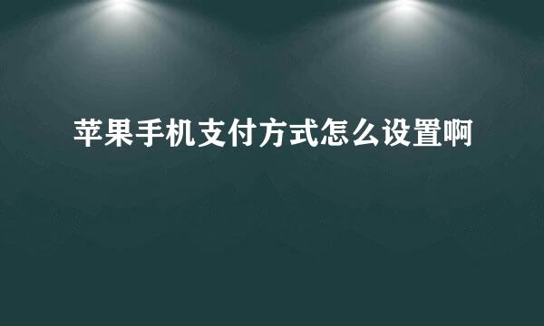 苹果手机支付方式怎么设置啊
