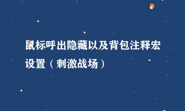 鼠标呼出隐藏以及背包注释宏设置（刺激战场）