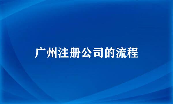 广州注册公司的流程
