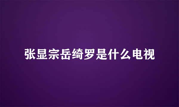 张显宗岳绮罗是什么电视