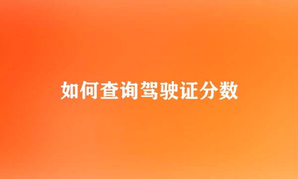 如何查询驾驶证分数