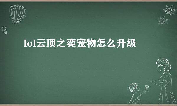 lol云顶之奕宠物怎么升级