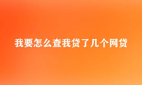 我要怎么查我贷了几个网贷