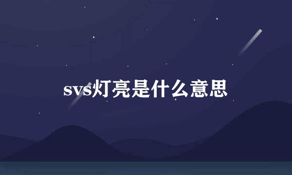 svs灯亮是什么意思