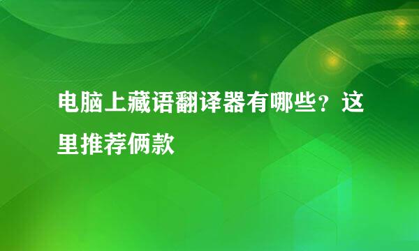 电脑上藏语翻译器有哪些？这里推荐俩款