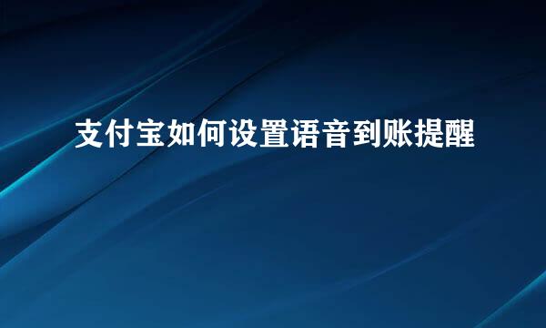 支付宝如何设置语音到账提醒