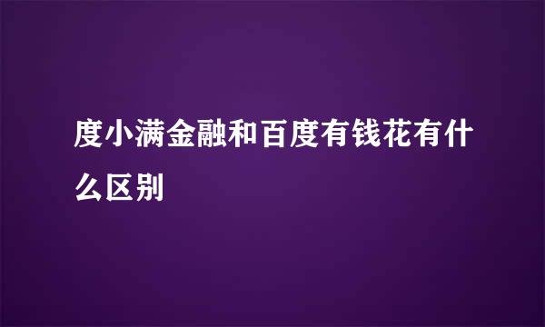 度小满金融和百度有钱花有什么区别
