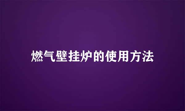 燃气壁挂炉的使用方法