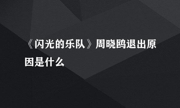 《闪光的乐队》周晓鸥退出原因是什么