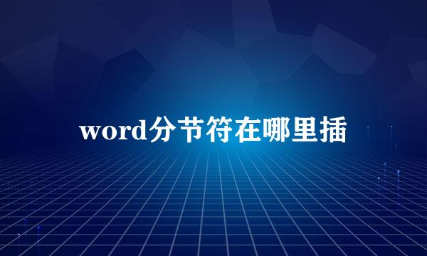 word分节符在哪里插