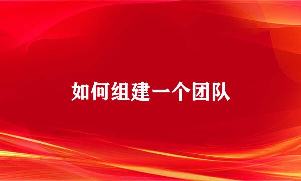 如何组建一个团队