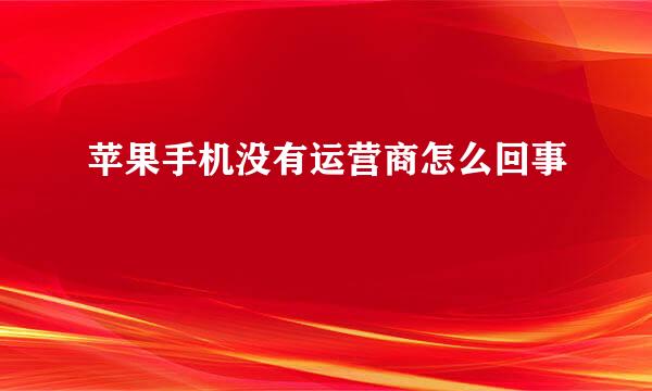苹果手机没有运营商怎么回事