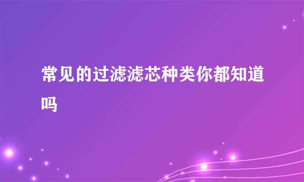 常见的过滤滤芯种类你都知道吗