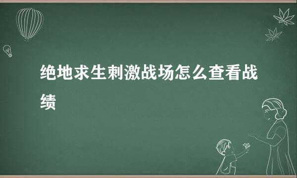 绝地求生刺激战场怎么查看战绩
