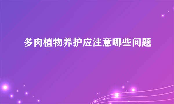 多肉植物养护应注意哪些问题