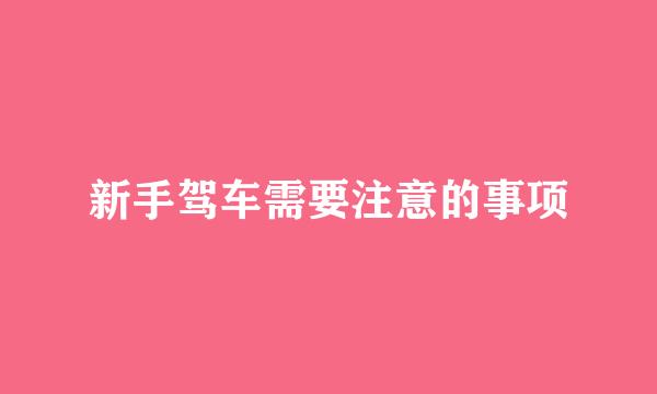 新手驾车需要注意的事项