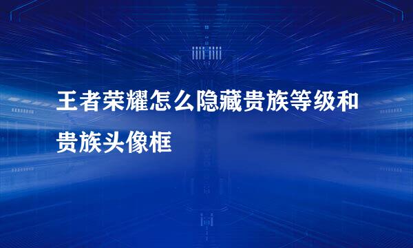 王者荣耀怎么隐藏贵族等级和贵族头像框