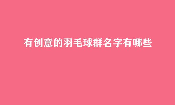 有创意的羽毛球群名字有哪些