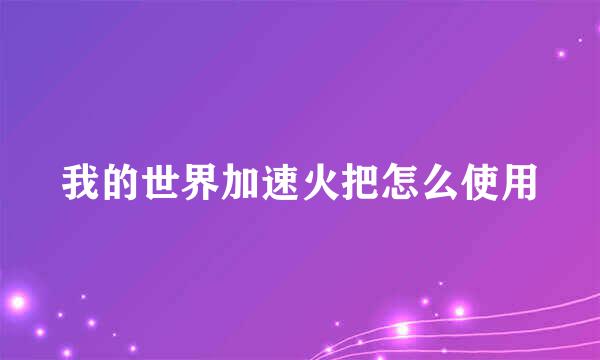 我的世界加速火把怎么使用