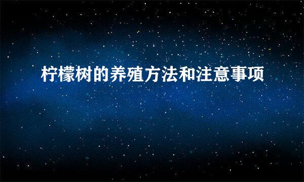 柠檬树的养殖方法和注意事项