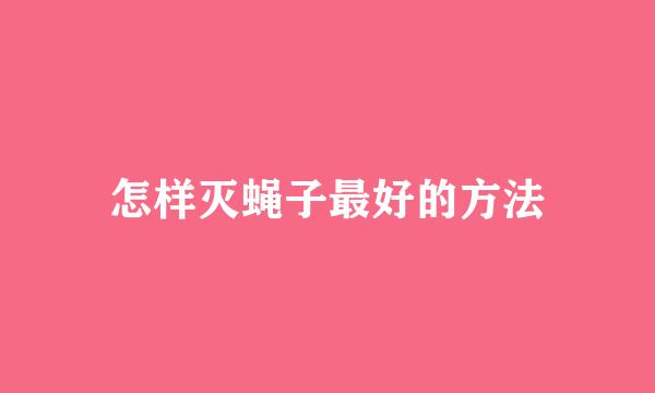 怎样灭蝇子最好的方法