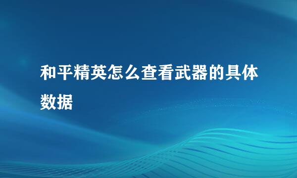 和平精英怎么查看武器的具体数据