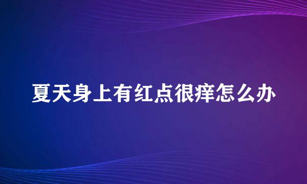 夏天身上有红点很痒怎么办
