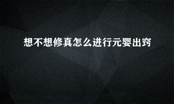想不想修真怎么进行元婴出窍