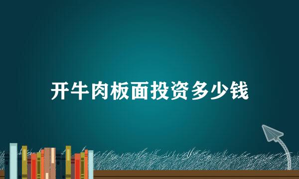 开牛肉板面投资多少钱