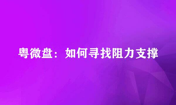 粤微盘：如何寻找阻力支撑
