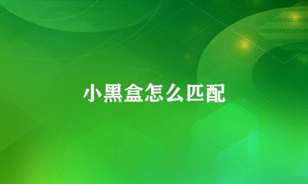 小黑盒怎么匹配