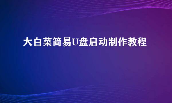 大白菜简易U盘启动制作教程
